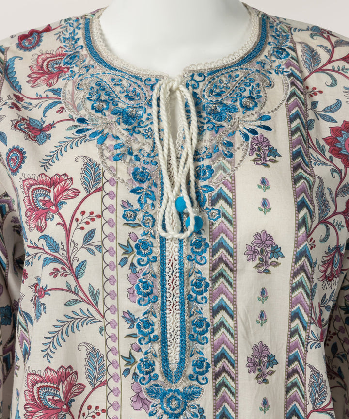 Lawn Multicolor Stitched Suit - J. Junaid Jamshed