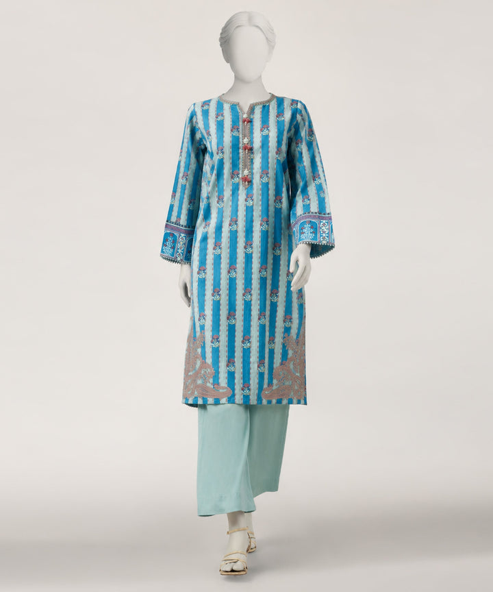 Lawn Blue Stitched Suit - J. Junaid Jamshed