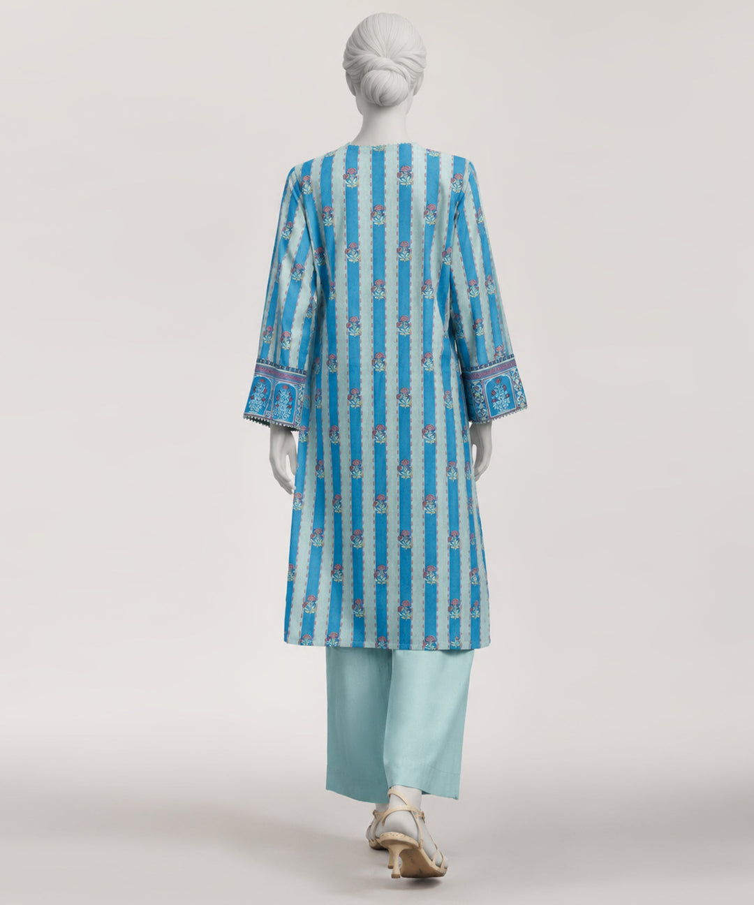 Lawn Blue Stitched Suit - J. Junaid Jamshed