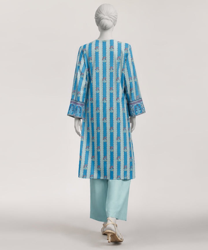 Lawn Blue Stitched Suit - J. Junaid Jamshed