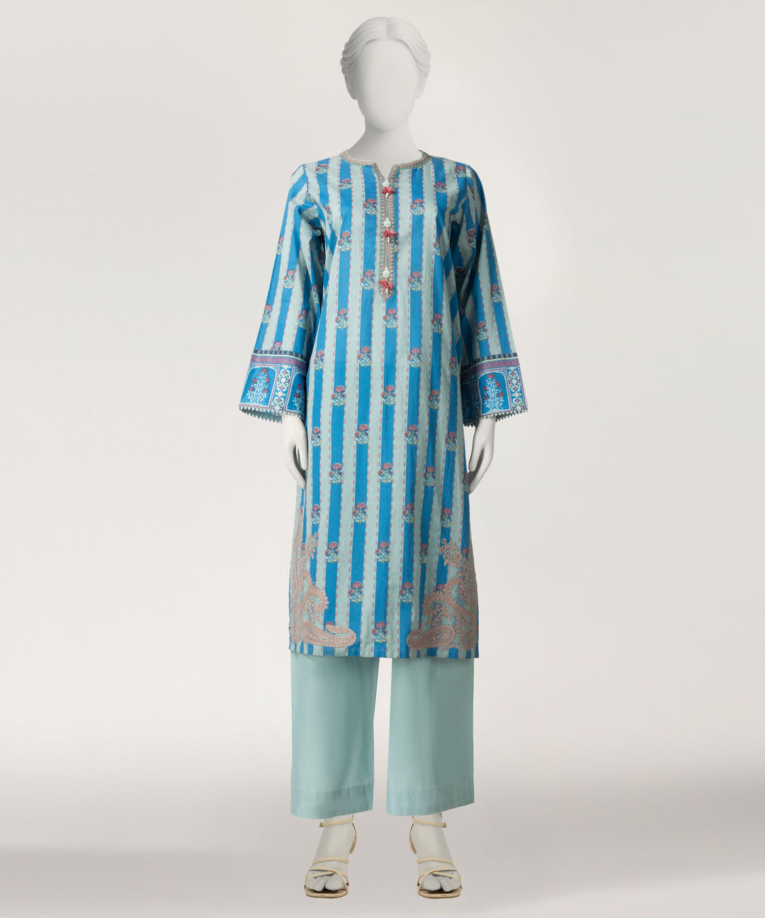Lawn Blue Stitched Suit - J. Junaid Jamshed