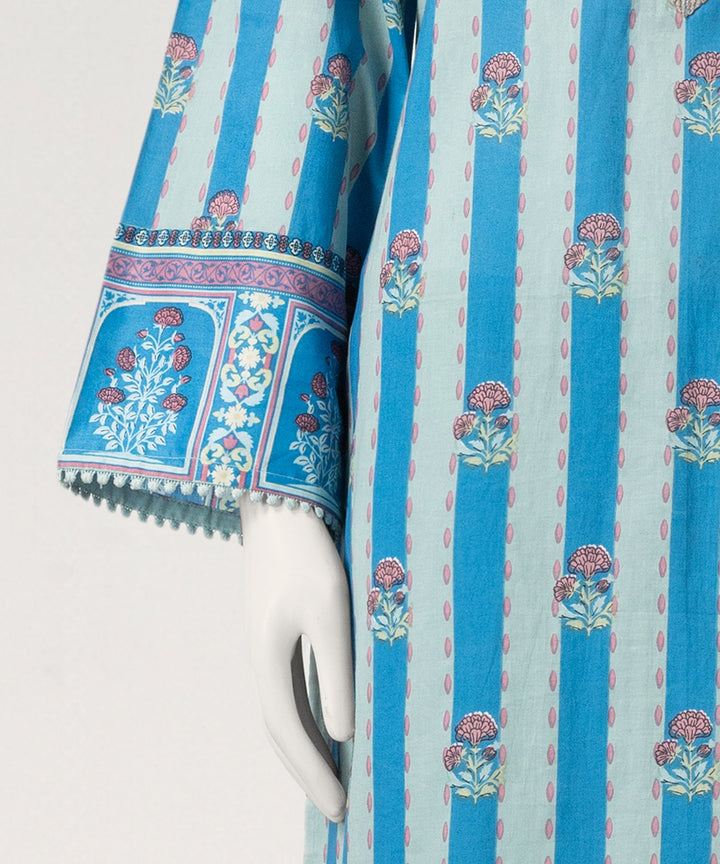 Lawn Blue Stitched Suit - J. Junaid Jamshed