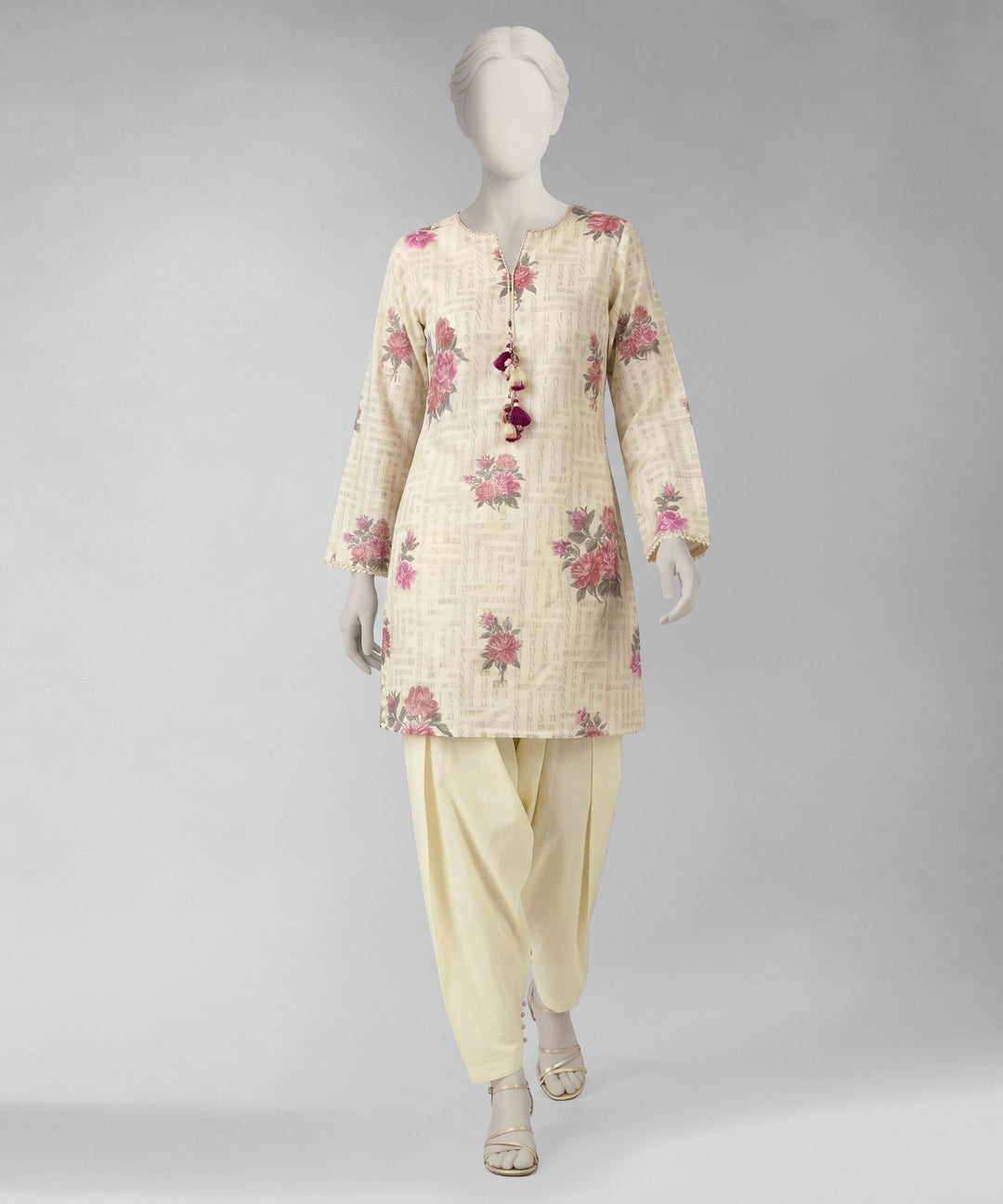 Lawn Cream Unstitched Suit - J. Junaid Jamshed
