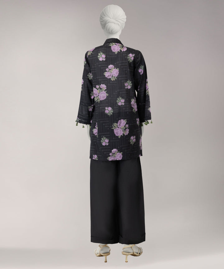 Lawn Black Unstitched Suit - J. Junaid Jamshed