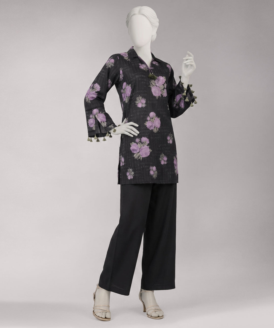 Lawn Black Unstitched Suit - J. Junaid Jamshed