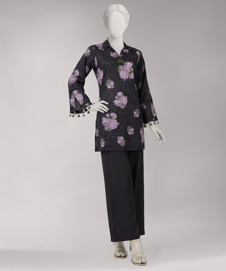 Lawn Black Unstitched Suit - J. Junaid Jamshed