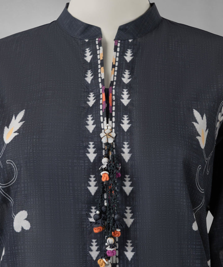 Lawn Black Unstitched Suit - J. Junaid Jamshed