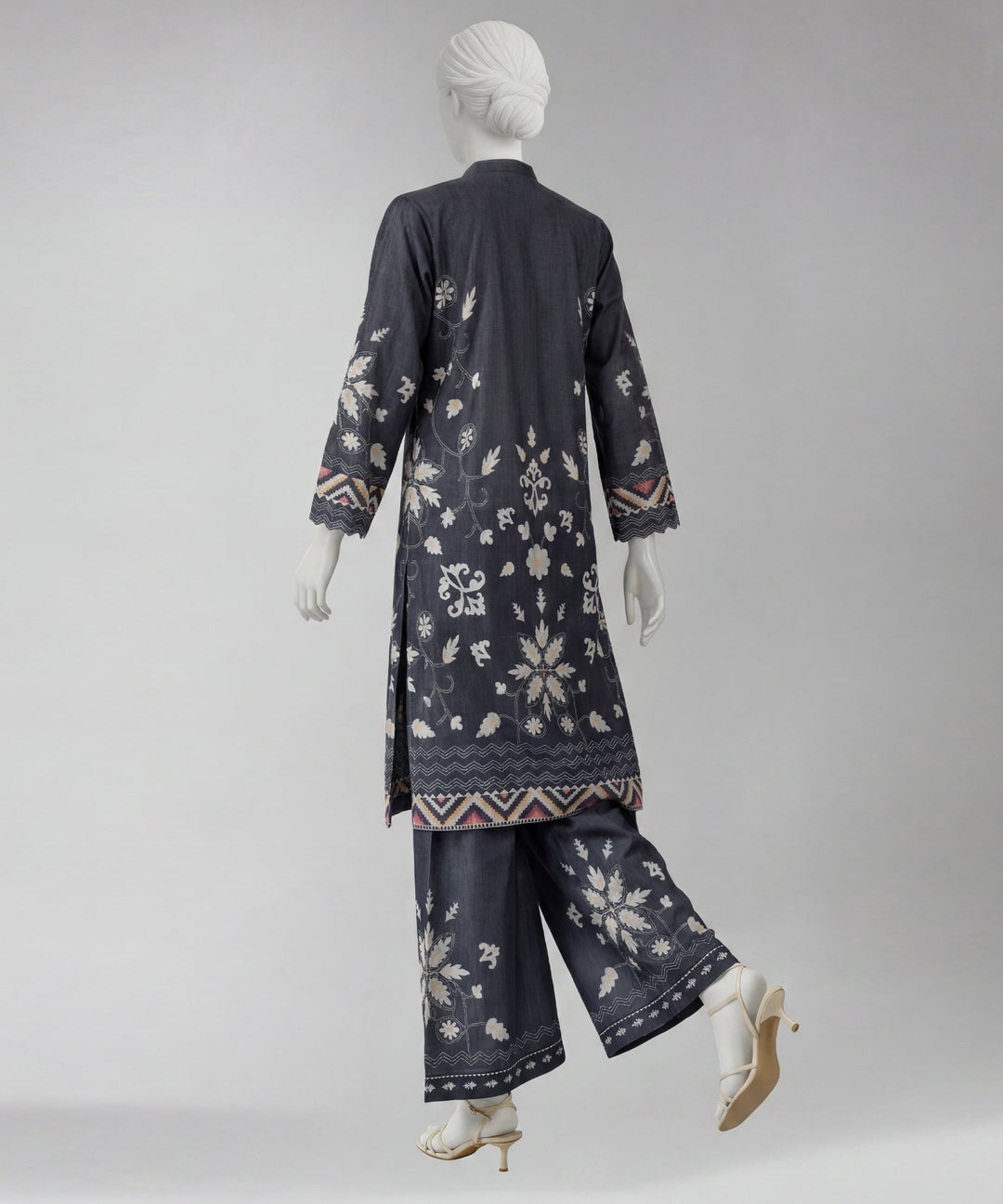 Lawn Black Unstitched Suit - J. Junaid Jamshed