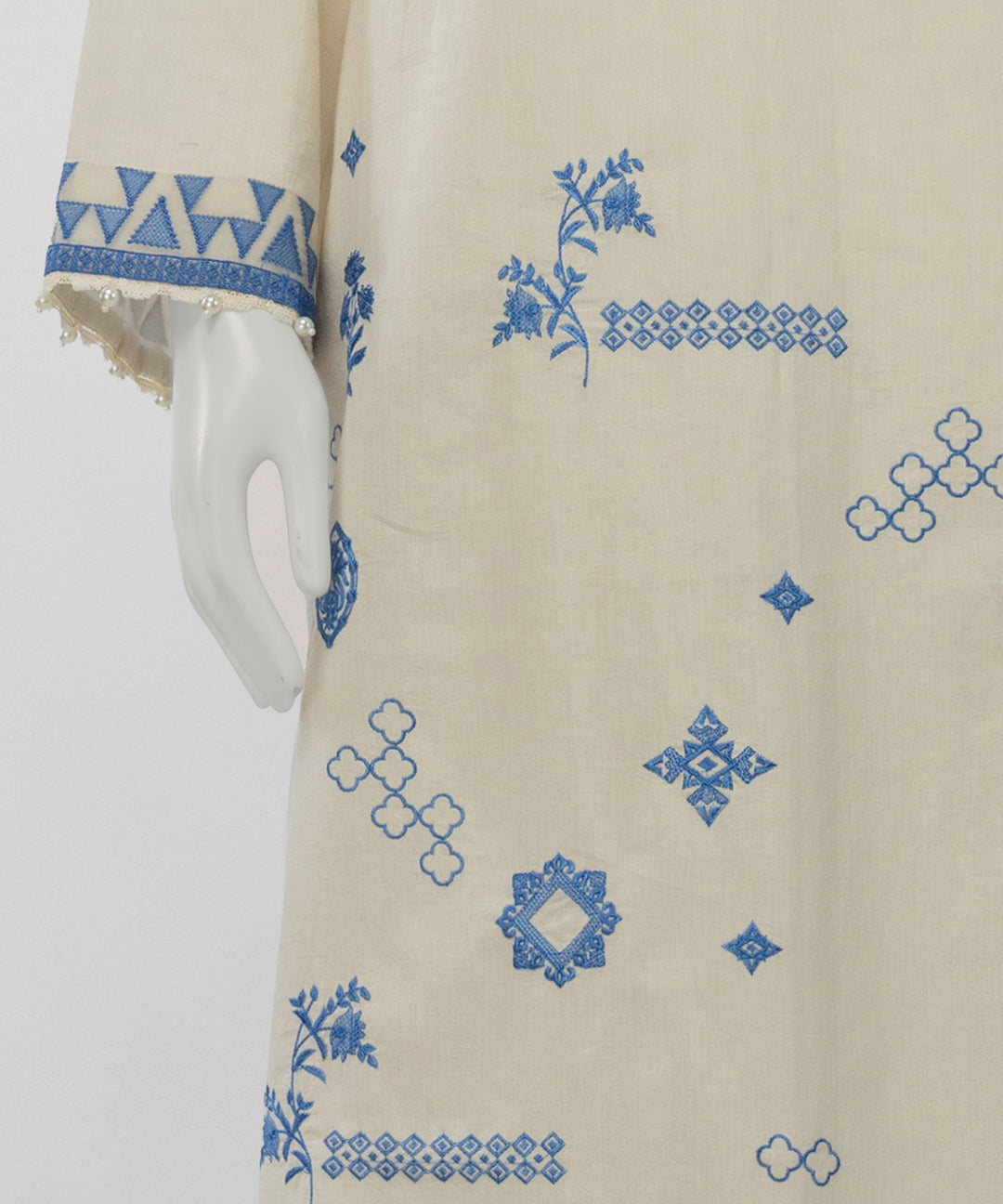 Lawn Off White Unstitched Suit - J. Junaid Jamshed