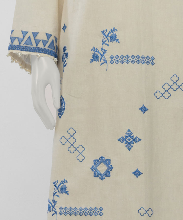 Lawn Off White Unstitched Suit - J. Junaid Jamshed