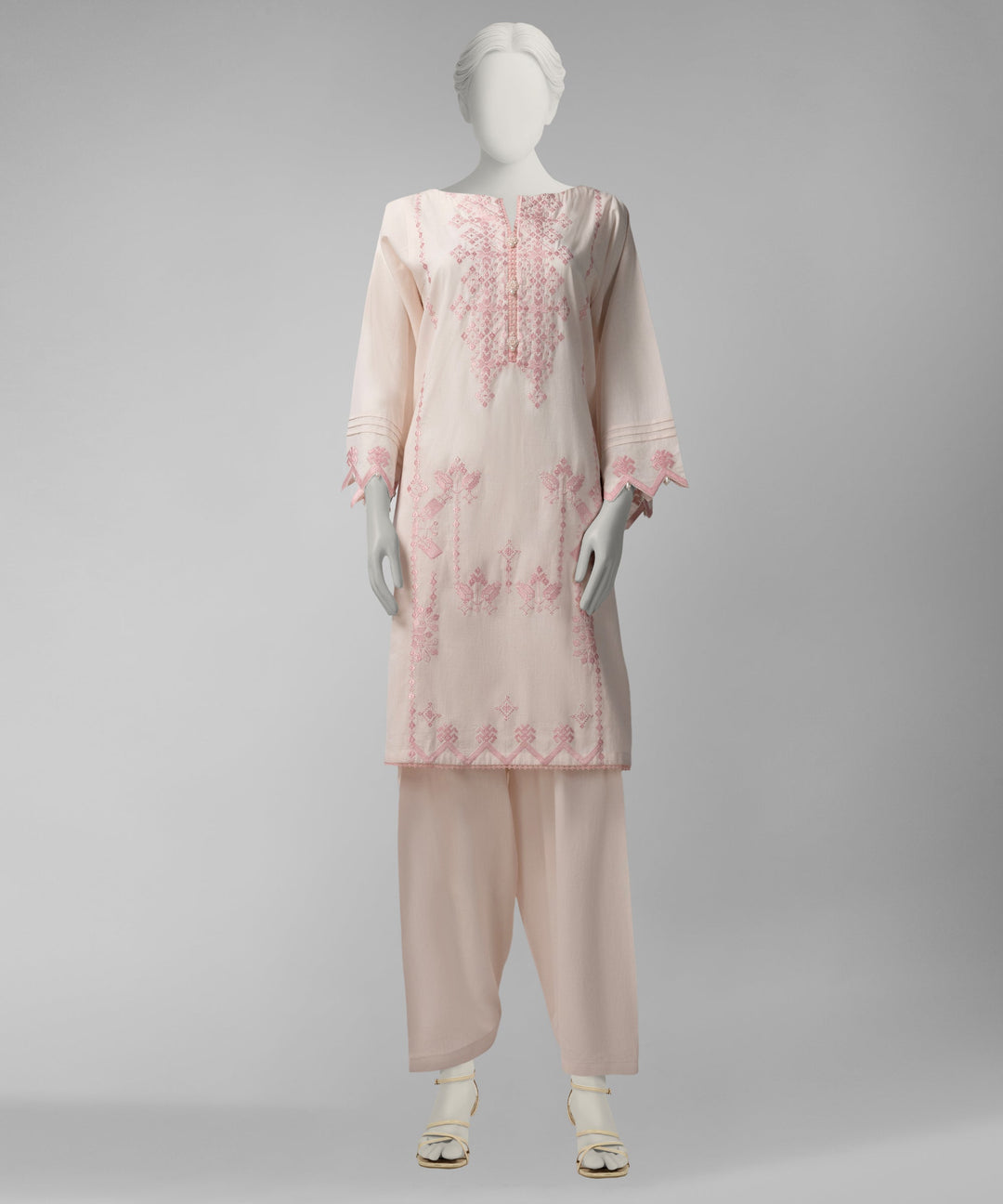 Lawn Pink Unstitched Suit - J. Junaid Jamshed