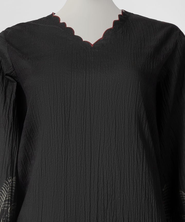 Seersucker Black Stitched Suit - J. Junaid Jamshed