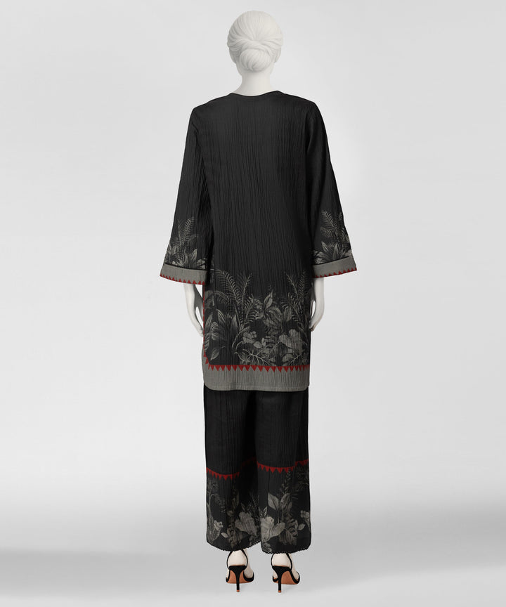 Seersucker Black Stitched Suit - J. Junaid Jamshed