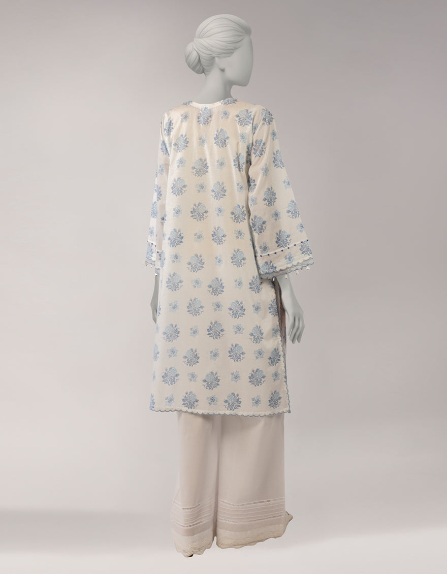 Lawn White Unstitched Suit - J. Junaid Jamshed