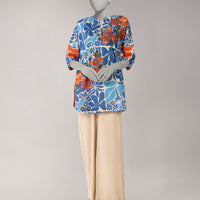 Lawn Blue Unstitched Suit - J. Junaid Jamshed
