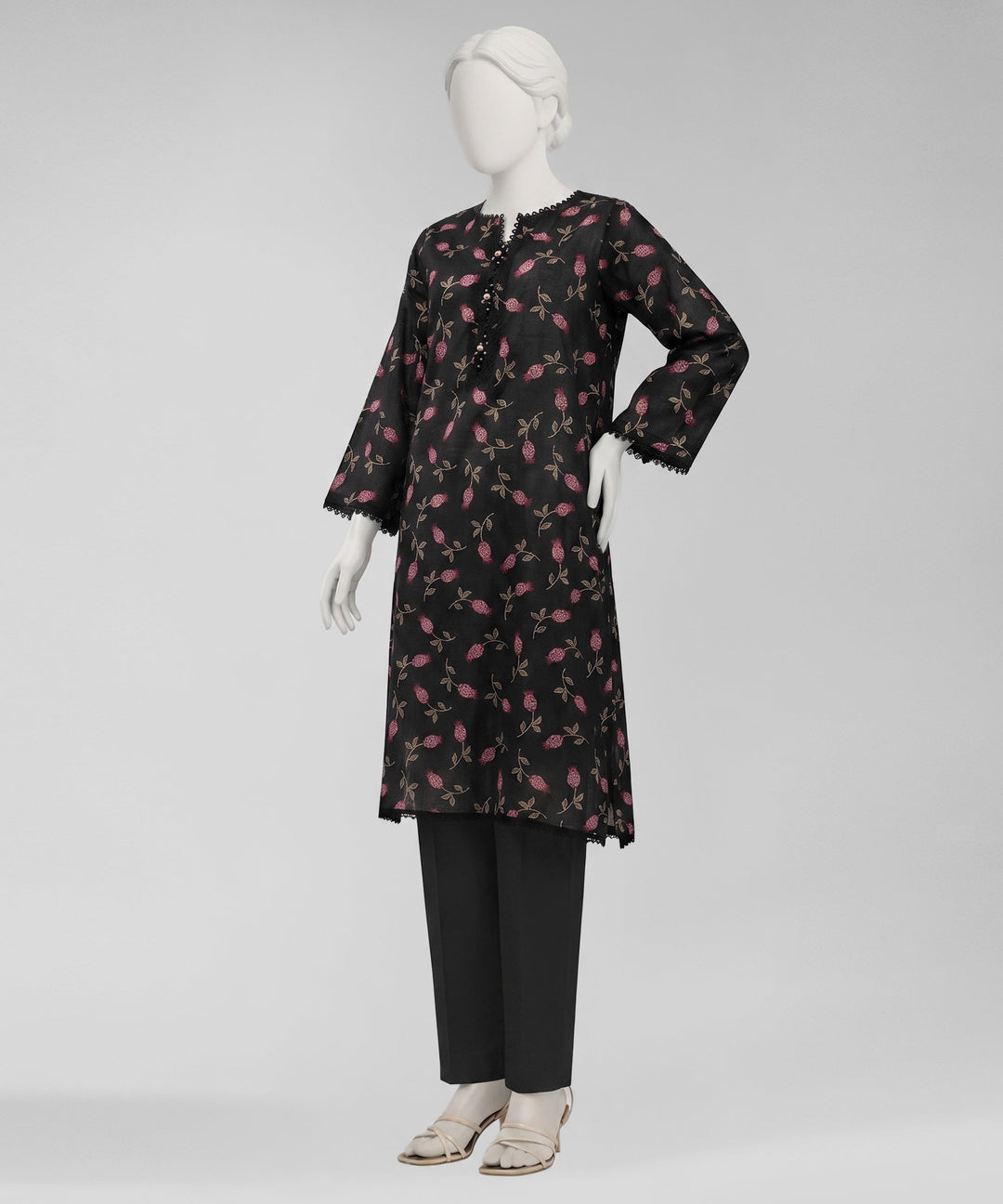 Lawn Black Unstitched Suit - J. Junaid Jamshed