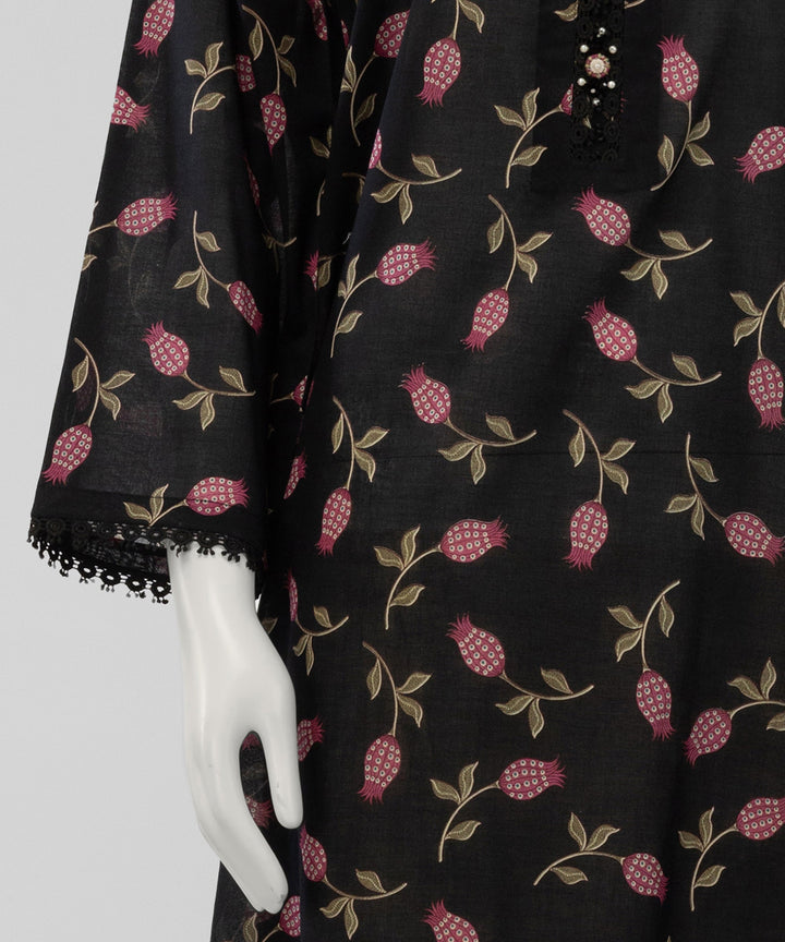 Lawn Black Unstitched Suit - J. Junaid Jamshed