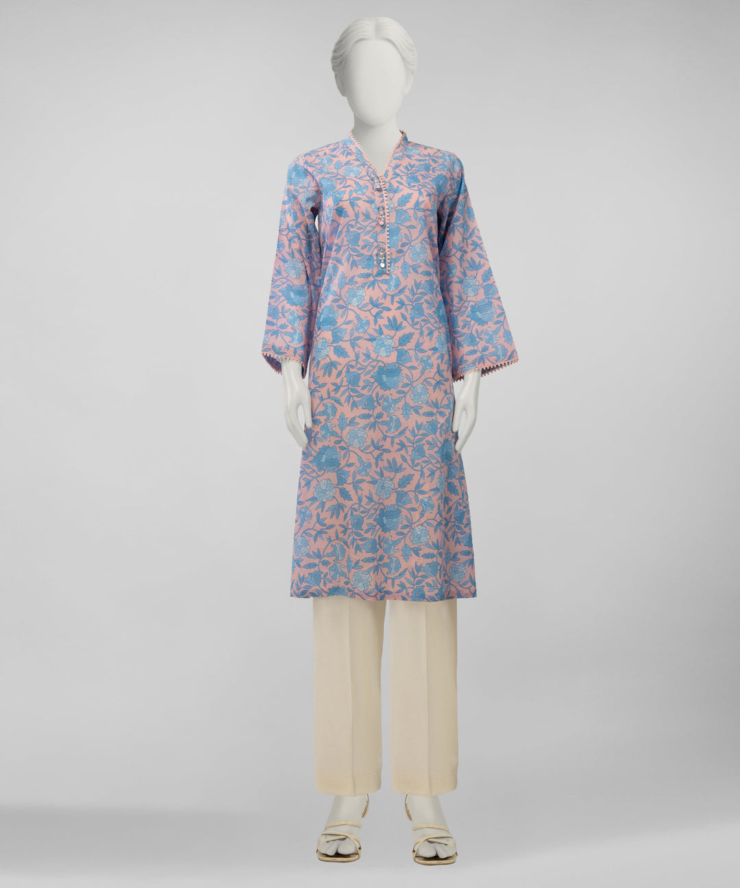 Lawn Pink Unstitched Suit - J. Junaid Jamshed