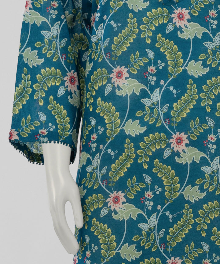 Lawn Teal Blue Unstitched Suit - J. Junaid Jamshed