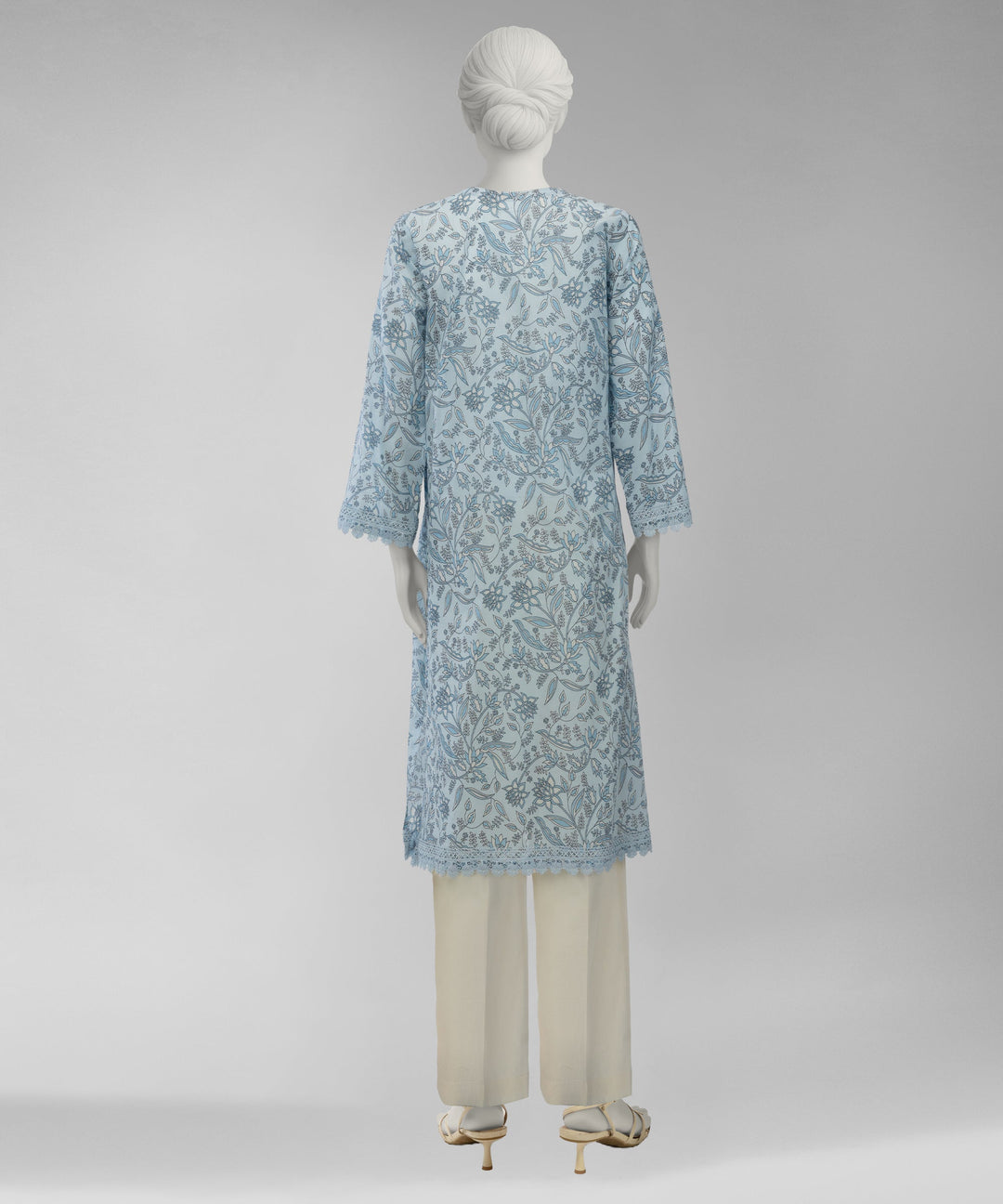 Lawn Blue Unstitched Suit - J. Junaid Jamshed