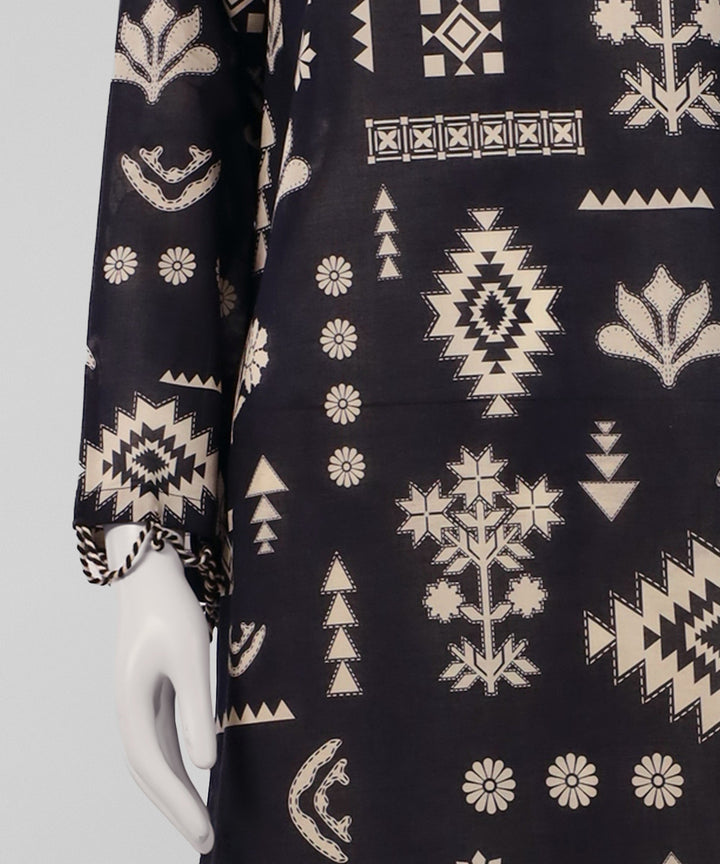 Lawn Black Unstitched Suit - J. Junaid Jamshed