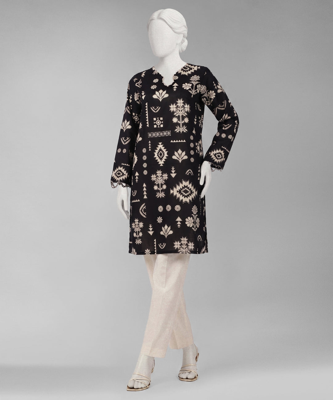Lawn Black Unstitched Suit - J. Junaid Jamshed