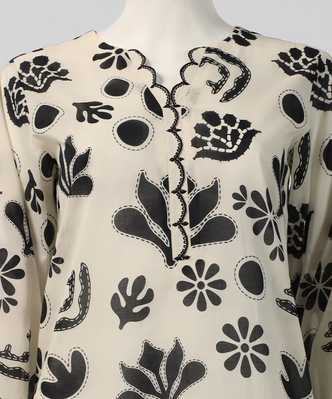 Lawn Off White Unstitched Suit - J. Junaid Jamshed