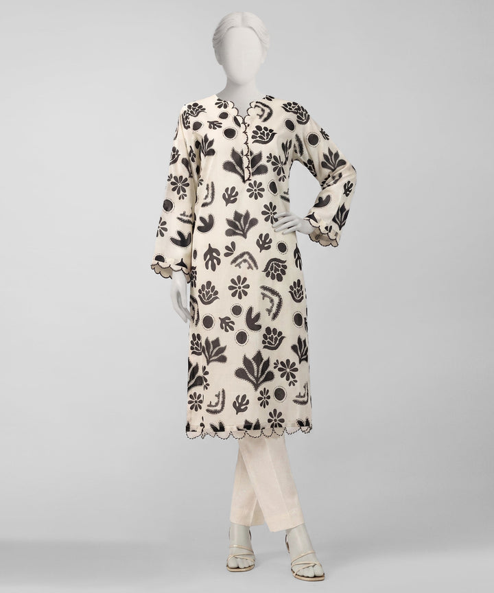 Lawn Off White Unstitched Suit - J. Junaid Jamshed