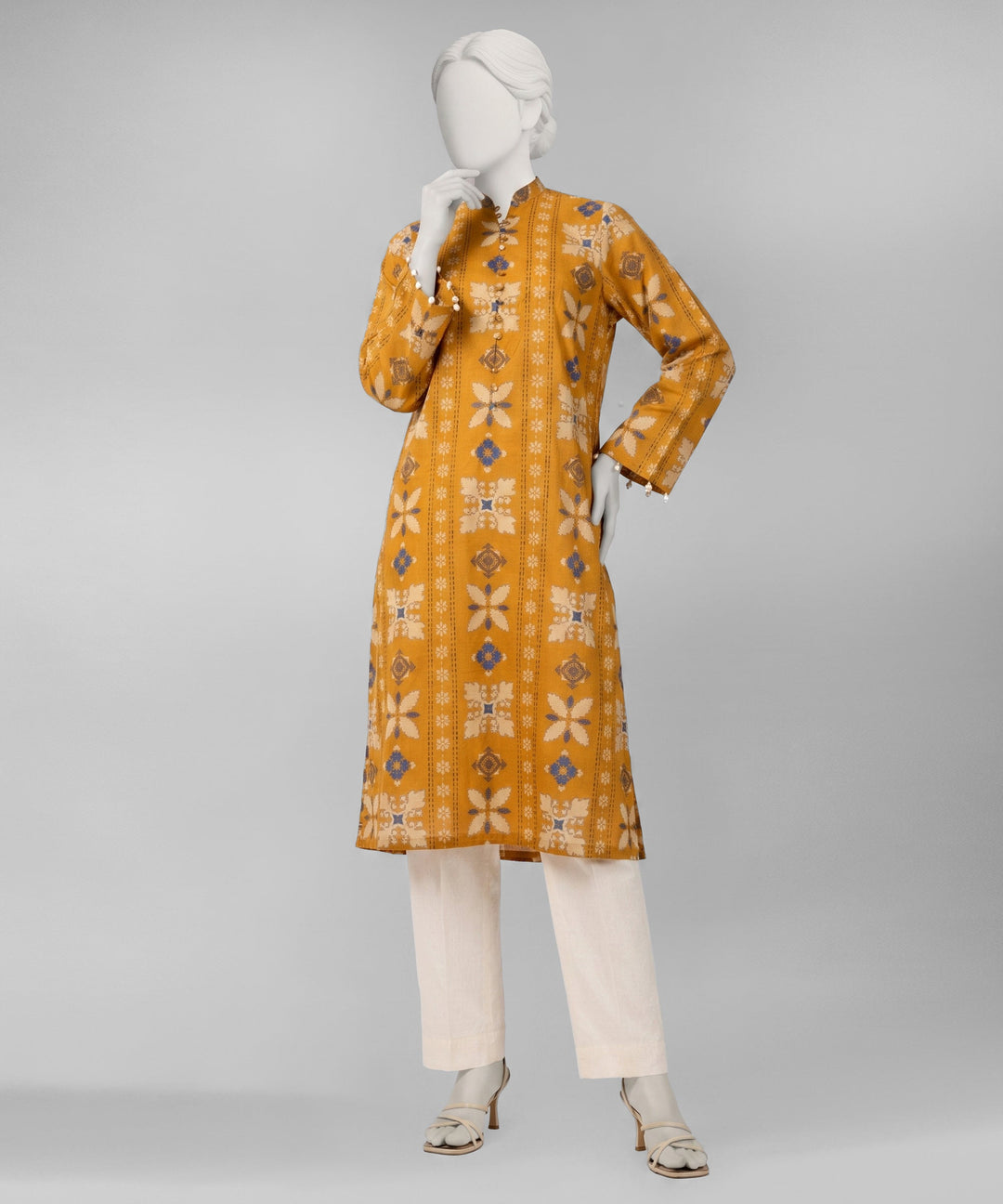 Lawn Yellow Unstitched Suit - J. Junaid Jamshed