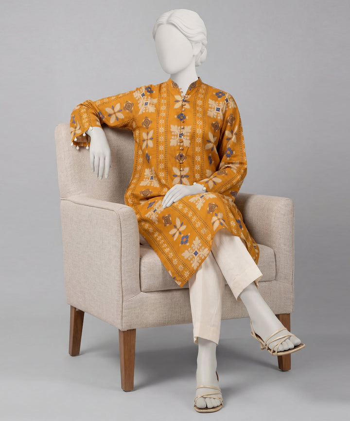 Lawn Yellow Unstitched Suit - J. Junaid Jamshed