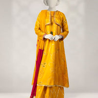Raw Silk Yellow Stitched Suit - J. Junaid Jamshed