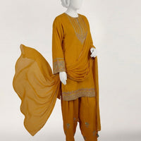 Raw Silk Chrome Stitched Suit - J. Junaid Jamshed