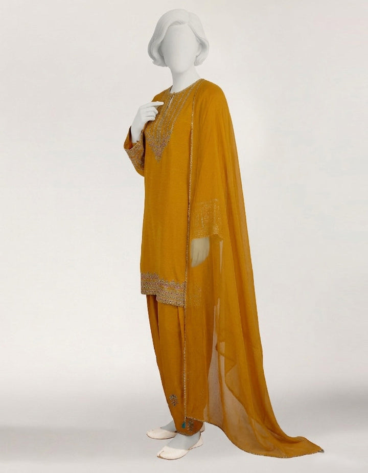 Raw Silk Chrome Stitched Suit - J. Junaid Jamshed