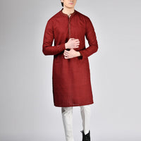Cotton Maroon Kurta - J. Junaid Jamshed