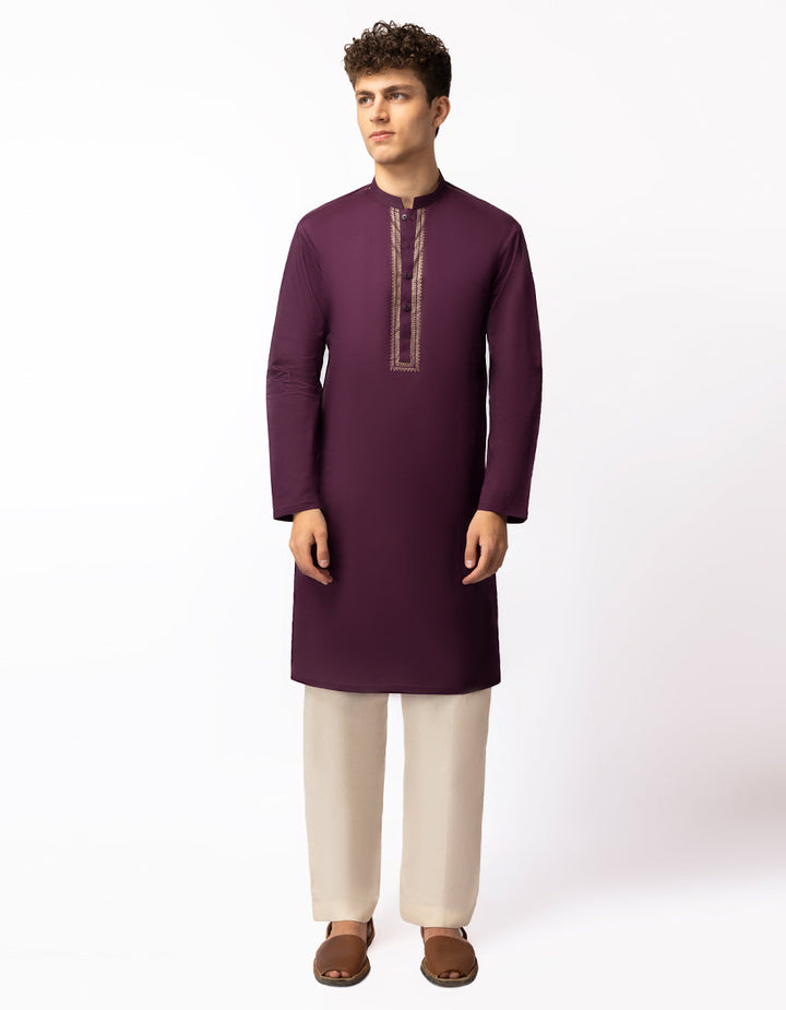 Cotton Purple Kurta - J. Junaid Jamshed
