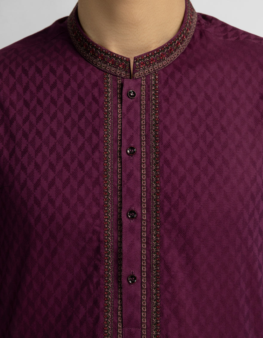 Cotton Purple Kurta - J. Junaid Jamshed