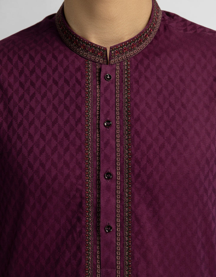 Cotton Purple Kurta - J. Junaid Jamshed