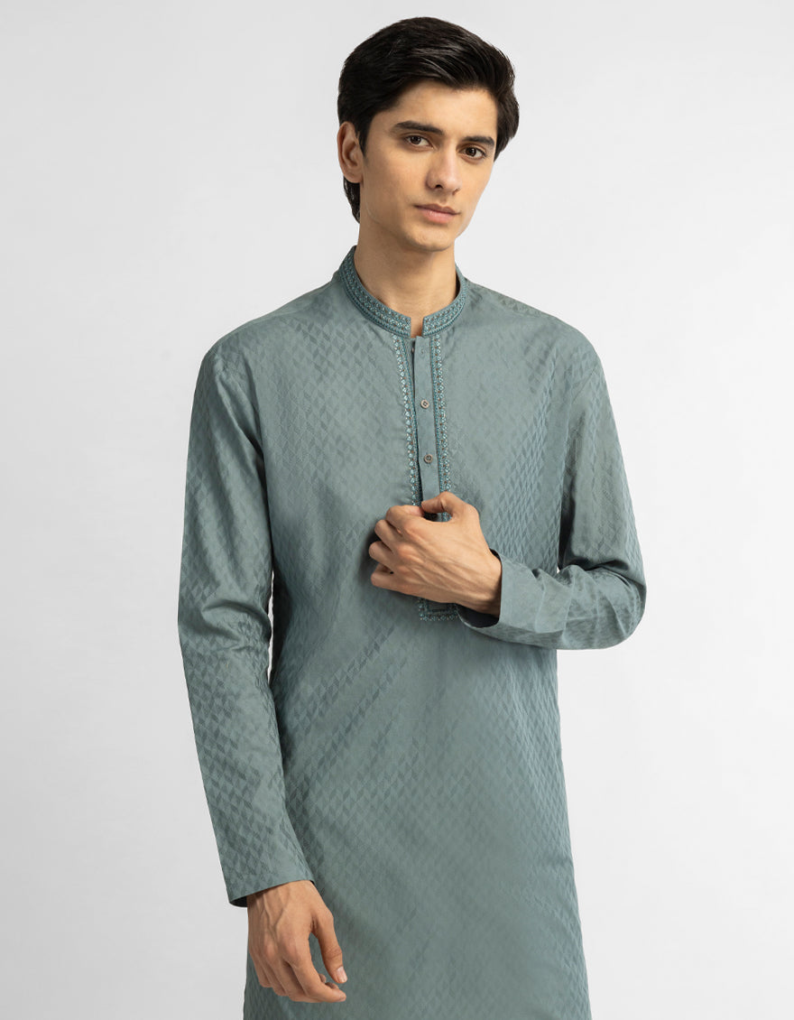 Cotton Green Kurta - J. Junaid Jamshed