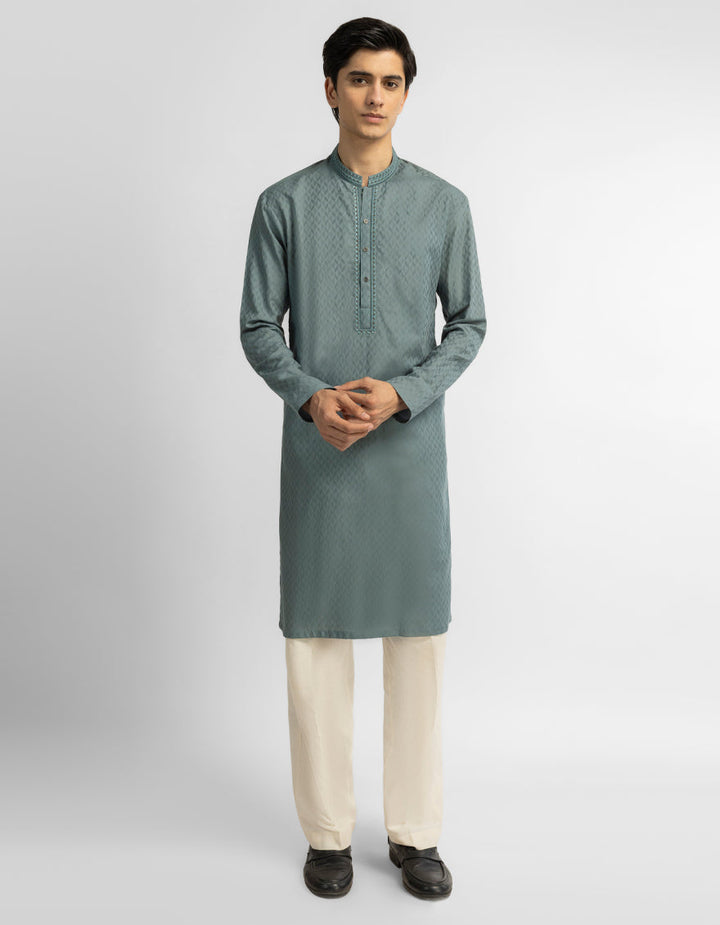 Cotton Green Kurta - J. Junaid Jamshed