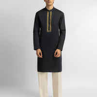 Cotton Black Kurta - J. Junaid Jamshed