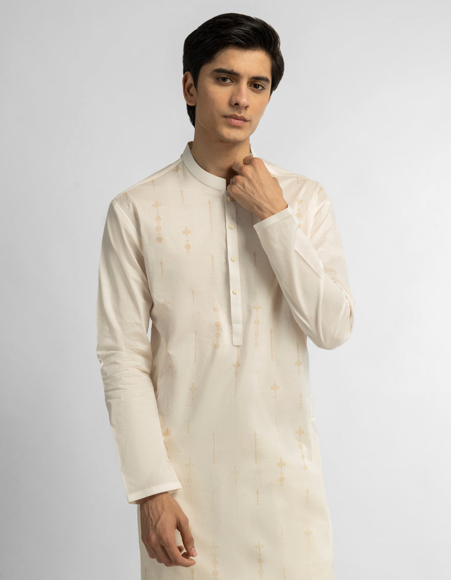Cotton White Kurta - J. Junaid Jamshed