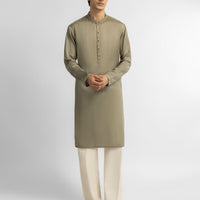 Cotton Olive Kurta - J. Junaid Jamshed