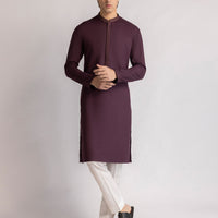Blended Deep Maroon Kurta - J. Junaid Jamshed