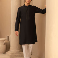Blended Black Kurta - J. Junaid Jamshed