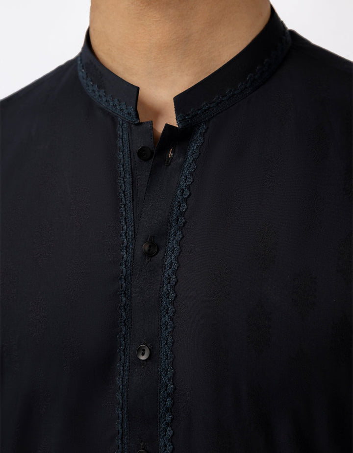 Cotton Black Kurta - J. Junaid Jamshed