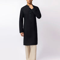 Cotton Black Kurta - J. Junaid Jamshed