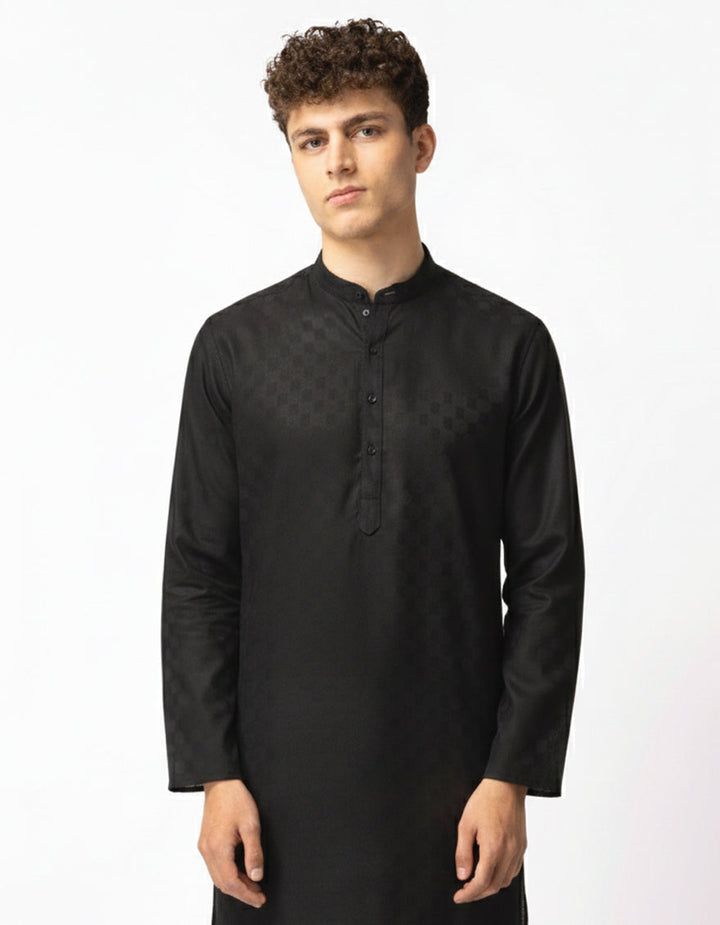 Cotton Black Kurta - J. Junaid Jamshed