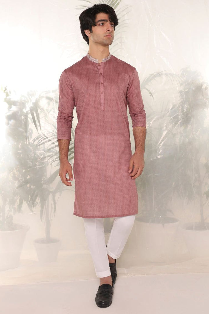 Cotton Tea Pink Kurta - J. Junaid Jamshed