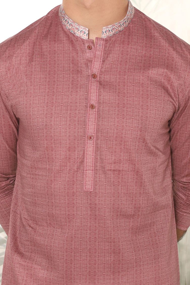 Cotton Tea Pink Kurta - J. Junaid Jamshed