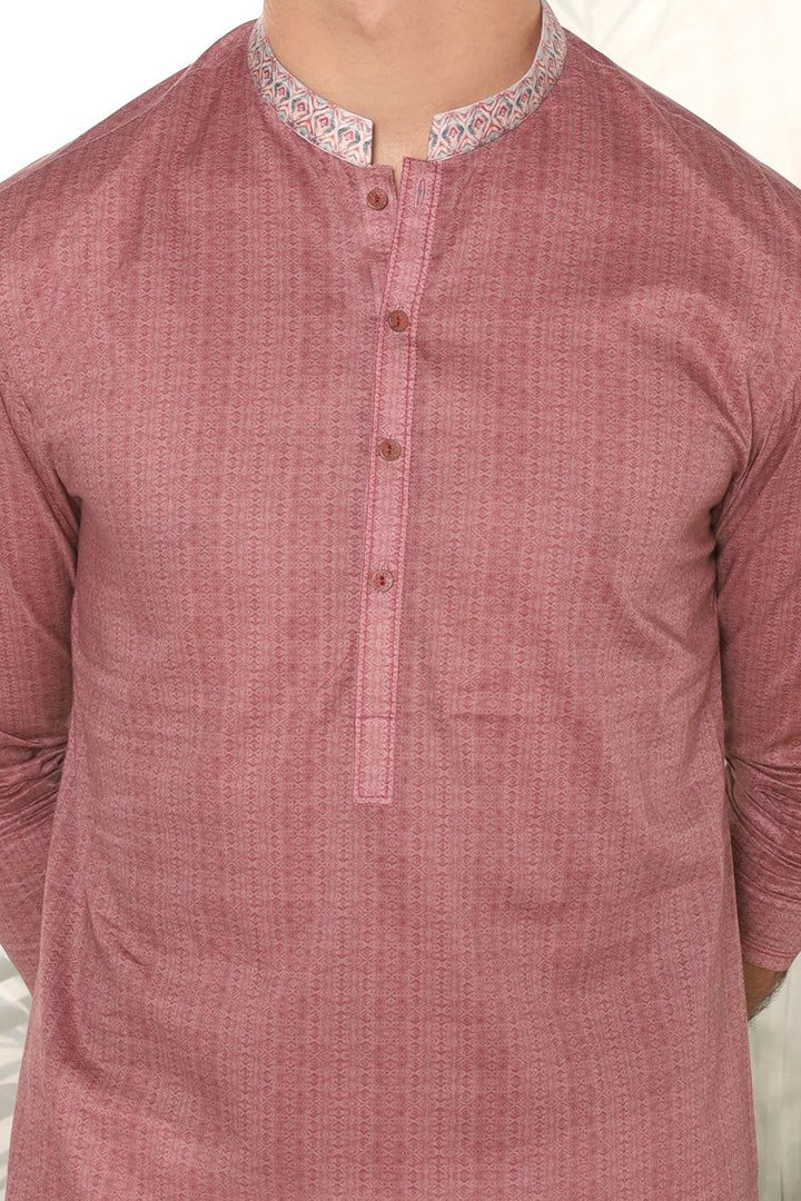 Cotton Tea Pink Kurta - J. Junaid Jamshed